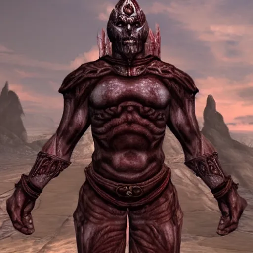 Image similar to Mehrunes Dagon, Elder Scrolls, red skin