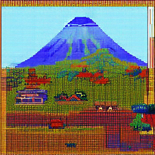 Prompt: Pixel art of mount Fuji