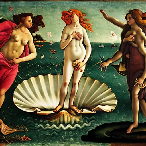 Prompt: a photograph inspired by birth of venus by boticelli