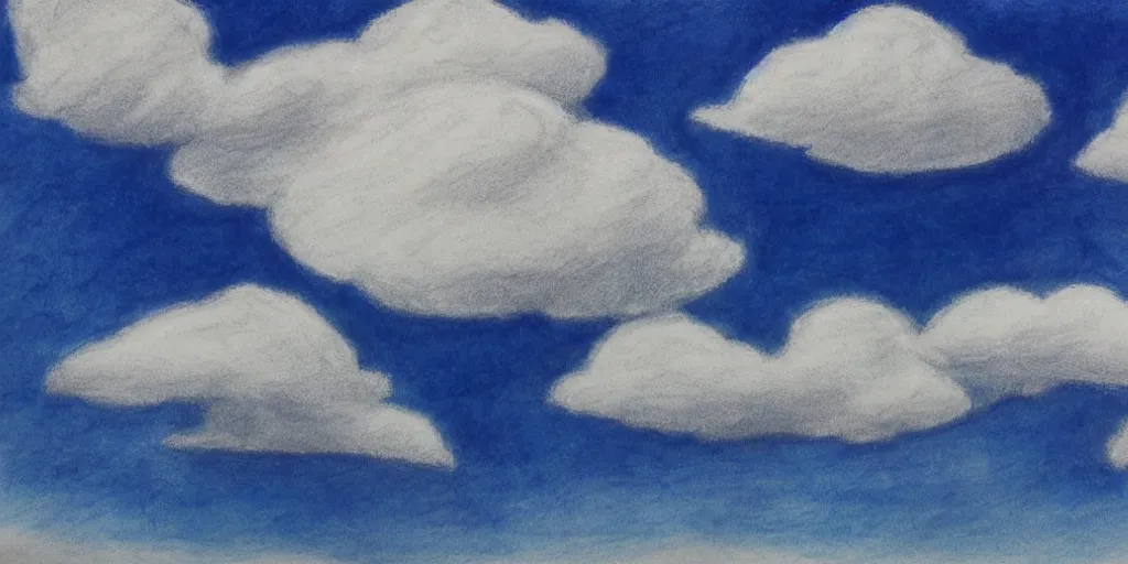 Prompt: peaceful puffy clouds, drawing, 4 k