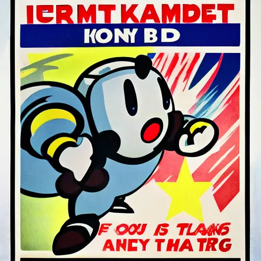 Image similar to propaganda poster of kirby