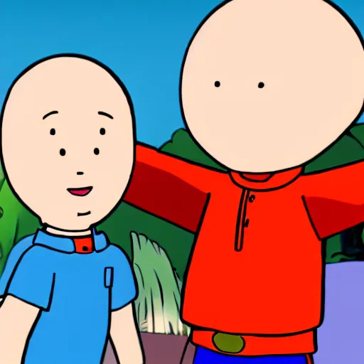 Prompt: caillou being punched by an asdfmovie character