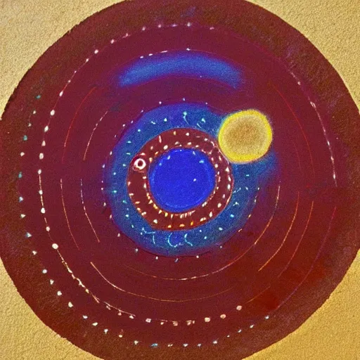 Prompt: navajo sand painting of the planet jupiter