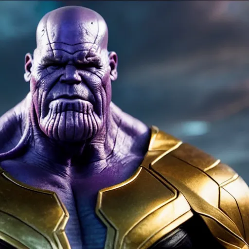 Image similar to josh brolin as thanos in a Marvel movie by nuri iyem, james gurney, james jean, greg rutkowski, anato finnstark. hyper detailed, 50mm, award winning photography.