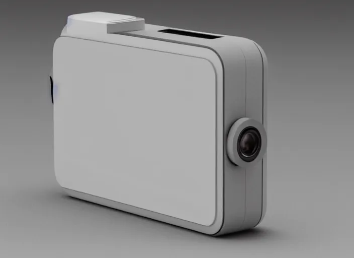 Prompt: minimalism camera designed by Dieter Rams, Naoto Fukasawa, designed by Apple, minimalism, front view, concept art rendering