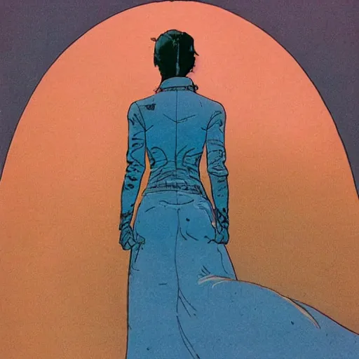 Image similar to a woman by moebius