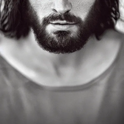 Prompt: amazing beautiful award winning portrait photo of jesus, very sharp and detailed, cinematic masterpiece, close up