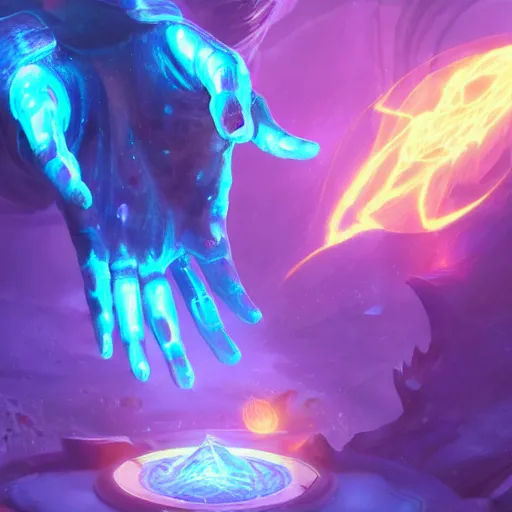 Image similar to glowing magic hands with fingers floating in the air, fingers, fingers, fingers, fingers, fingers, fingers, hands, glowing fingers, blue theme, bright art masterpiece artstation. 8 k, sharp high quality artwork in style of jose daniel cabrera pena and greg rutkowski, concept art by tooth wu, blizzard warcraft artwork, hearthstone card game artwork, human anatomy