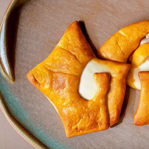 Image similar to concept art full isometric view of a plate with three delicious pumpkin turnovers with glazing in the style of pixar, octane render, blender, arstation