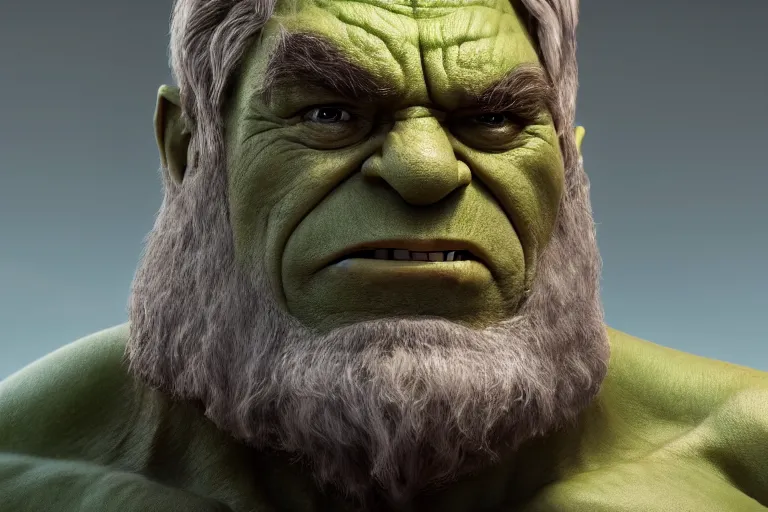 Prompt: the hulk starring as gandalf in lord of the rings, staff, white beard,, still from a pixar movie, high quality 3 d render, movie, pixar, renderman, 4 k, artstation
