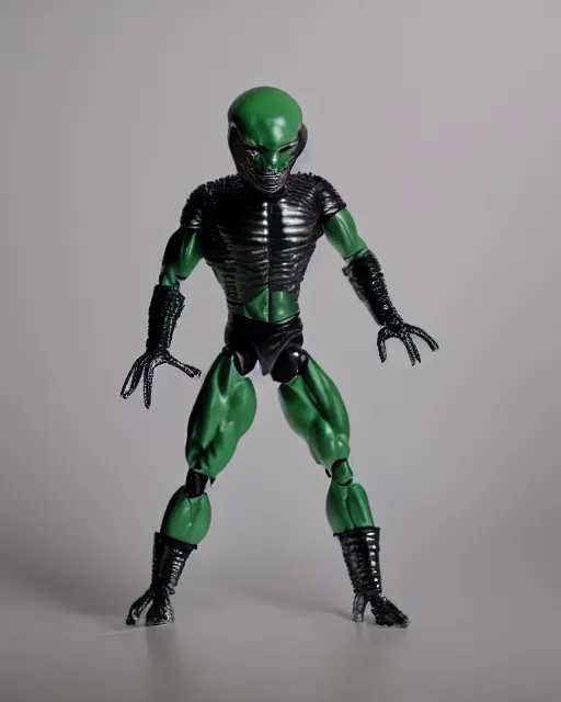 Image similar to 1980s action figure of Alien Wrestlers, product photography, plastic toy, white background, isolated background, studio lighting