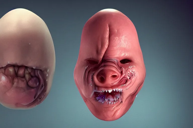 Prompt: a horrific photograph of a disgusting amorphous blob!!!!!!!!!!, failed cosmetic surgery, ( ( ( ( ( ( ( ( lip filler ) ) ) ) ) ) ) ), 8 k, volumetric lighting, unreal engine, ultra - realistic, grotesque, nightmare fuel, dripping skin, david cronenberg, ren and stimpy