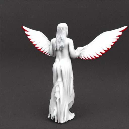 Prompt: 3 d model, high definition, biblically acurate angel, highly detailed, white, feathers, red, heavenly, dynamic lighting, realistic.