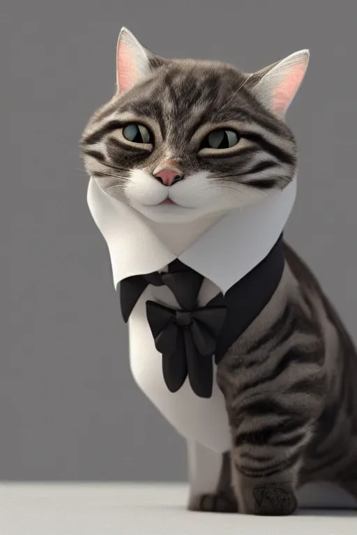 Image similar to a cat wearing a formal overcoat, portait photo, profile picture, hyperrealistic, concept art, octane render, unreal engine 5, digital art, high quality, highly detailed, 8K, cute, defined face, elegant clothes, trending on DeviantArt, Pixar style