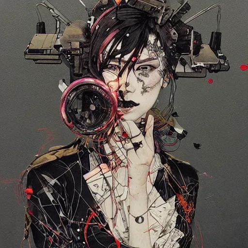 Prompt: a woman as a cyberpunk assassin, in the style of adrian ghenie esao andrews jenny saville surrealism dark art by james jean takato yamamoto