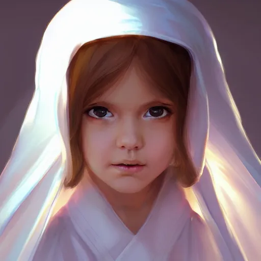 Image similar to portrait of a holy angelic pope little girl, heavenly rays, art by artgerm and greg rutkowski and sakimichan, trending on artstation