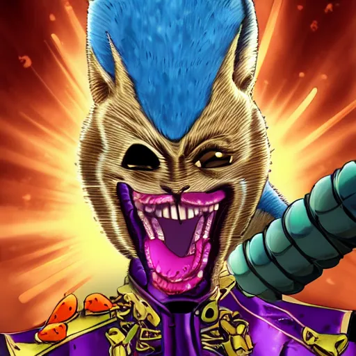 Image similar to killer queen bites the dust, realistic, hdr, clear image, jojo bizzare adventure,