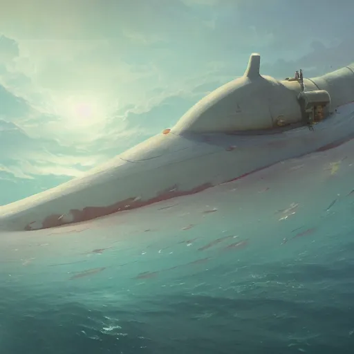 Prompt: subsurface scattering, white, giant submarine, koi colors, octane render, jesper ejsing, justin gerard, james jean, tomasz alen kopera, cgsociety, fenghua zhong, makoto shinkai, highly detailed, rim light, art, cinematic lighting, very coherent, hyper realism, 8 k