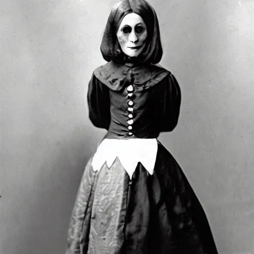 Prompt: count orlok in a maid outfit, vintage photograph, highly detailed, 4 k restoration