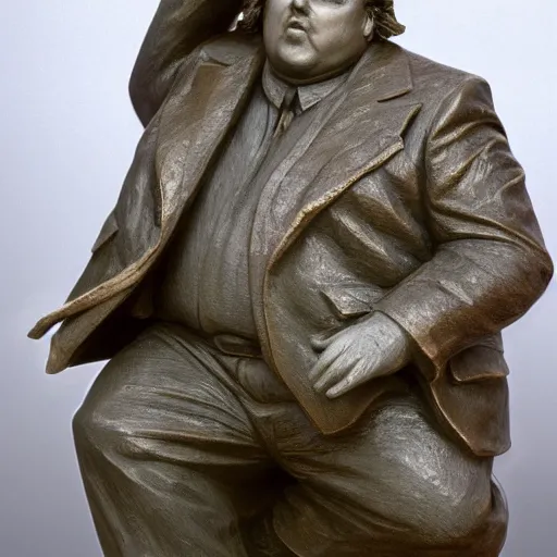 Image similar to a statue of john candy made out of hair, 8 k photo