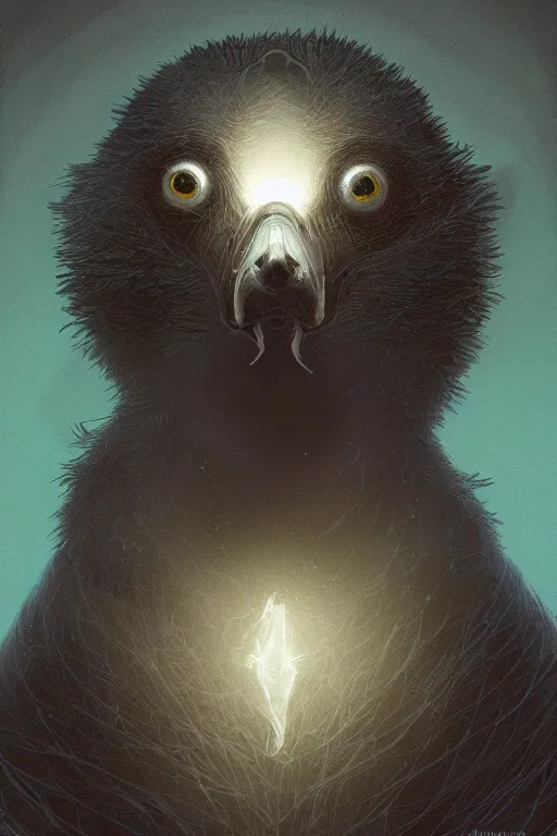 Image similar to portrait of sandpiper badger foreteller physically accurate, moody dynamic lighting, very very intricate, very very elegant, highly detailed, digital painting, artstation, in the style of Rob Lefield and Dan Mumford , trending on artstation, digital art,surrealism ,macro,blueprint ,vaporwave ,