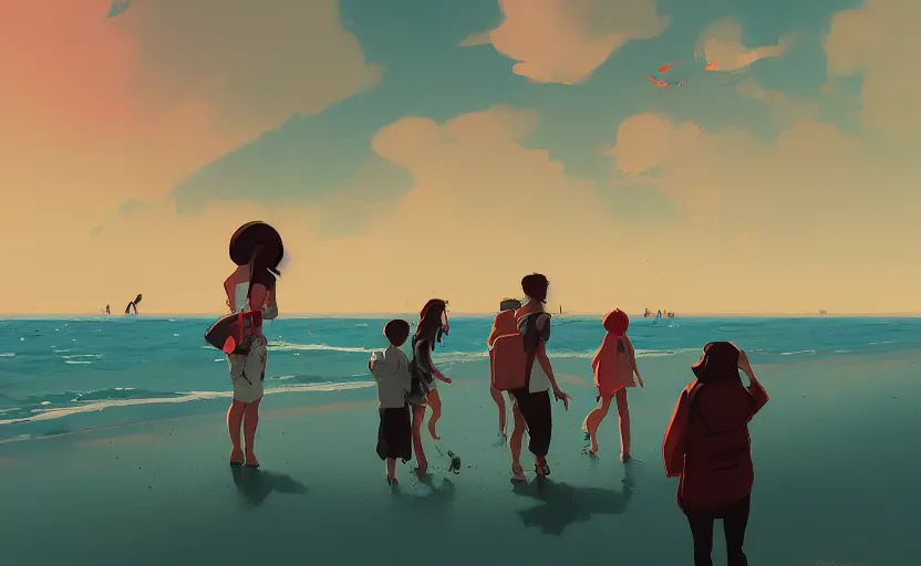 Image similar to a day at the beach by Atey Ghailan