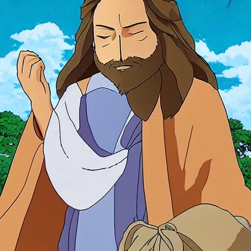 Image similar to jesus by studio ghibli