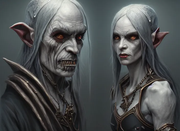 Image similar to legendary creepy dark elf wizard, highly detailed, d & d, fantasy, highly detailed, digital painting, trending on artstation, concept art, sharp focus, illustration, global illumination, ray tracing, realistic shaded, art by artgerm and greg rutkowski and fuji choko and viktoria gavrilenko and hoang lap