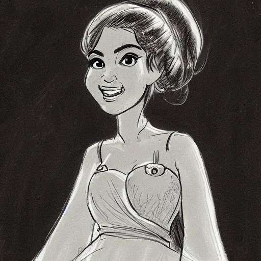 Prompt: milt kahl sketch of a cuban girl who looks like a squirrel as princess padme in star wars episode 3