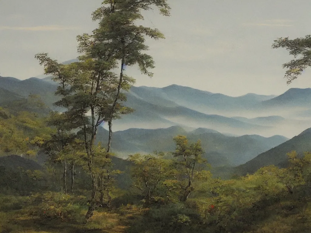 Image similar to landscape painting of the laurentians by shenzhou 沈 周
