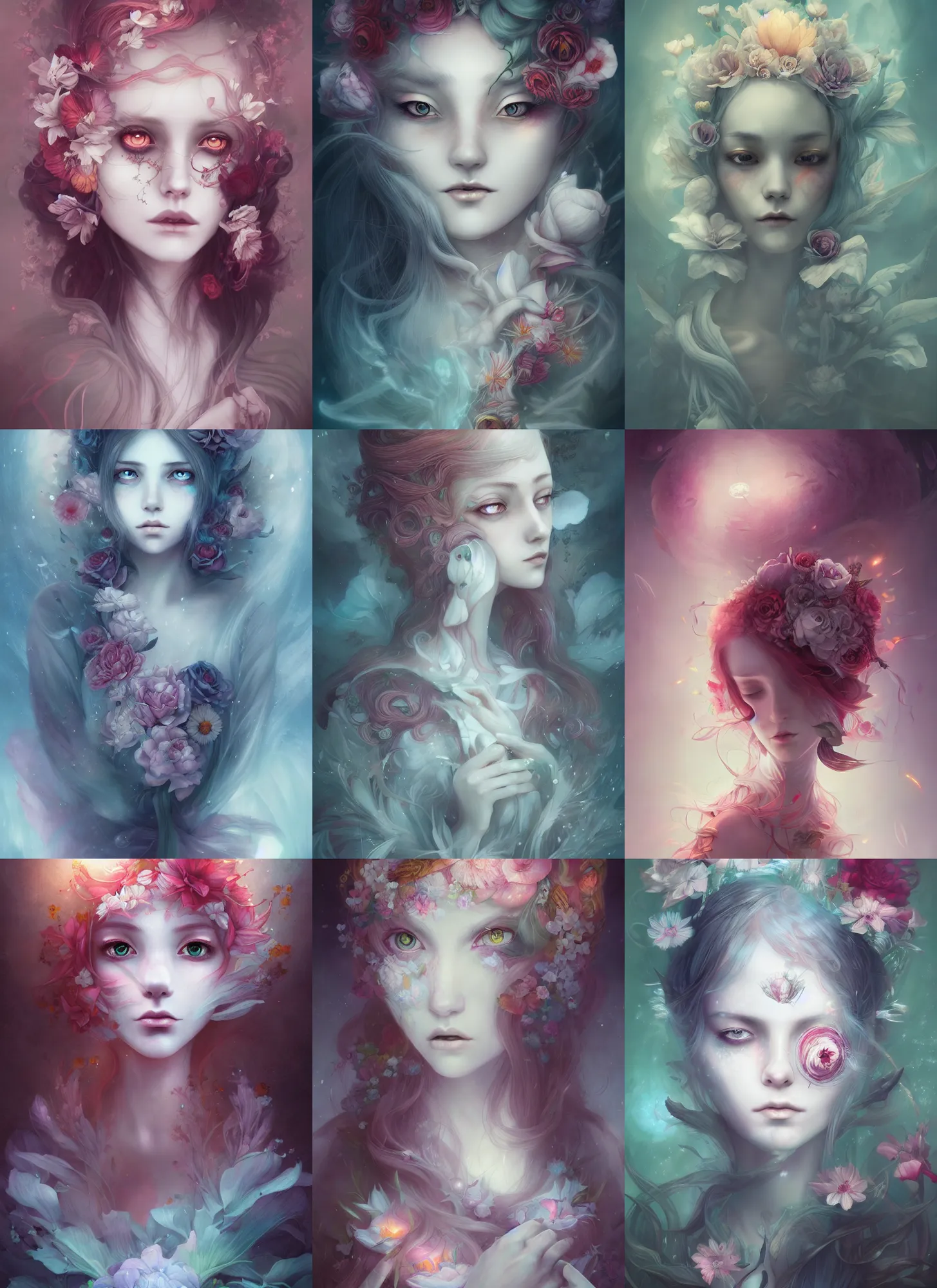 Prompt: ghost of the flower by Anna Dittmann, digital art, horror, trending on artstation, anime arts, featured on Pixiv, HD, 8K, highly detailed, good lighting, beautiful, epic, masterpiece