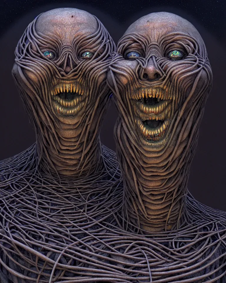 Image similar to your mom is a cosmic horror by bruce brenneise and h r giger and peter gric, 3 d render, hyperrealistic, neosurrealism, digital concept art, rendered in octane, trending on cgsociety, trending on artstation