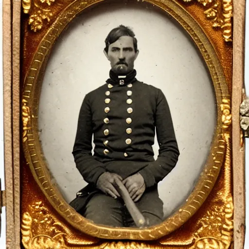 Image similar to ambrotype of a man in civil war uniform.