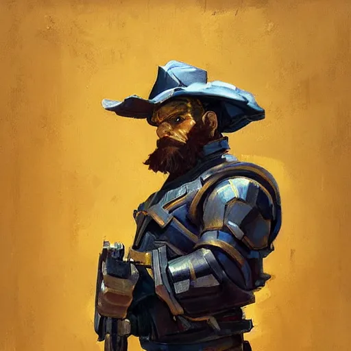 Image similar to greg manchess portrait painting of armored van gogh as overwatch character, medium shot, asymmetrical, profile picture, organic painting, sunny day, matte painting, bold shapes, hard edges, street art, trending on artstation, by huang guangjian, gil elvgren, ruan jia, randy vargas, greg rutkowski