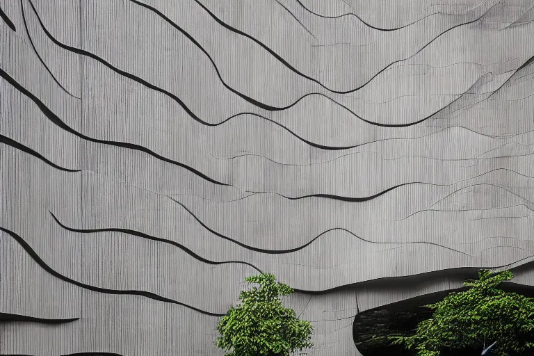 Prompt: Futuristic sandstone tadao ando Facades with biomimicry carvings