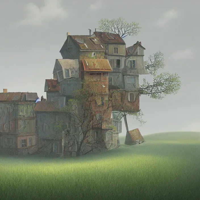 Image similar to a building in a landscape, by gediminas pranckevicius