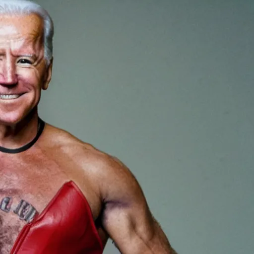 Image similar to joe biden as a 1 9 8 0 s wrestler. highly detailed. hyper real photo. 4 k.