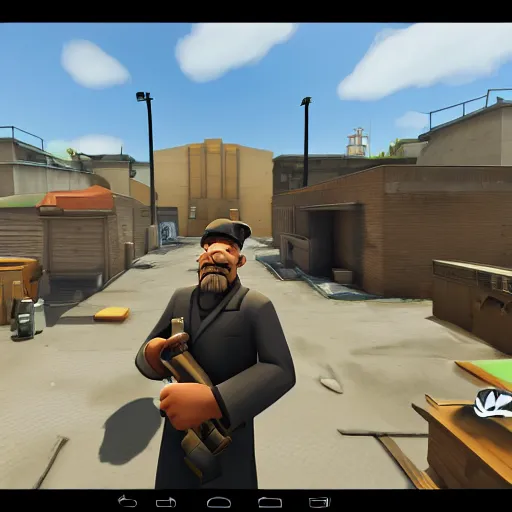 Prompt: screenshot of team fortress 2 gameplay with walter white, first person, highly detailed, highly intricate, 8 k,