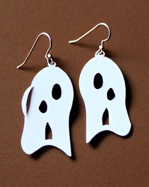 Image similar to cute funny ghost, 2 d lasercut earrings,