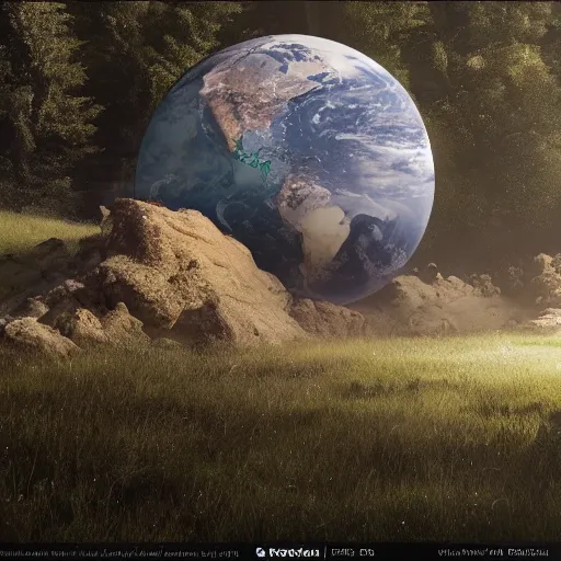 Prompt: earth, by greg rutkowski, by jean deville, octane render, photorealism