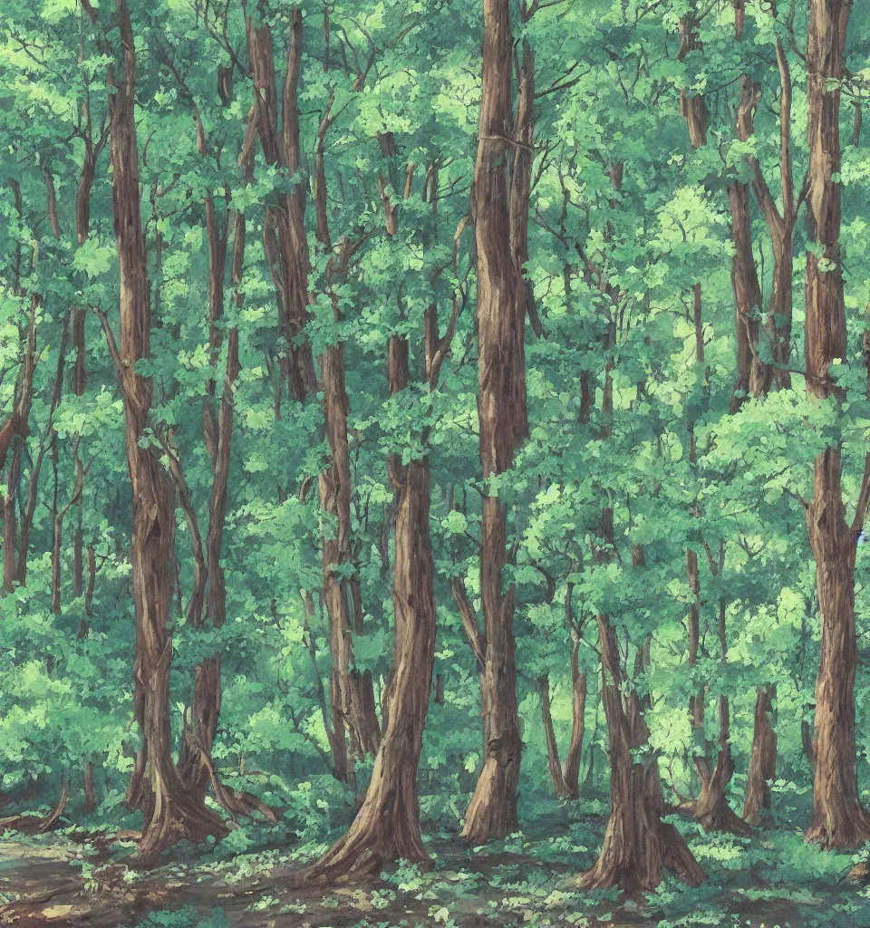 Prompt: a detailed painting in the style of anime of a forest