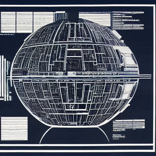 Prompt: A blueprint of the Death Star, constructivism