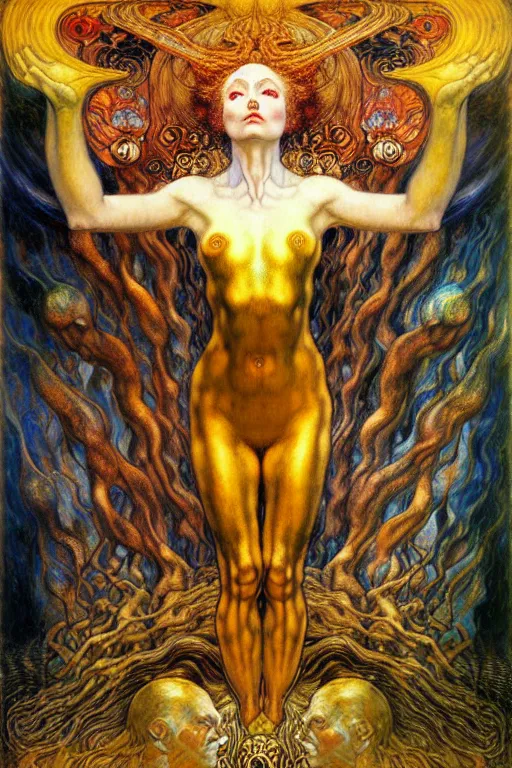 Image similar to Divine Chaos Engine by Karol Bak, Jean Delville, William Blake, Gustav Klimt, and Vincent Van Gogh, symbolist, visionary