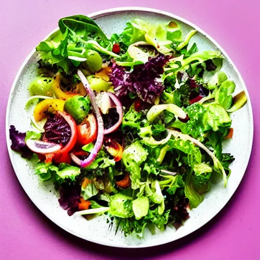 Image similar to a plate of food made of salad and alien, award winning photographer, food photography