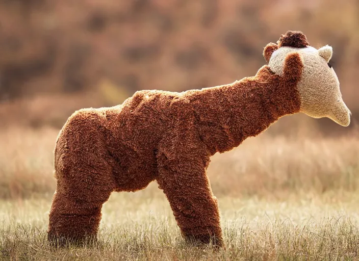 Prompt: a highly detailed beautiful photo of a teddy bear wearing a giraffe costume