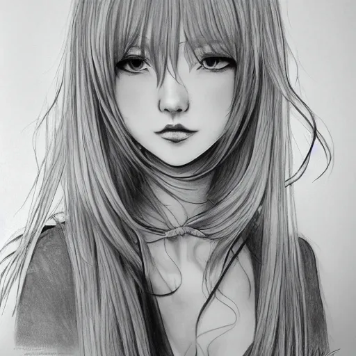 Image similar to a drawing of a woman looks like lalisa manoban with long white hair, a character portrait by yoshitaka amano, featured on pixiv, fantasy art, official art, androgynous, anime