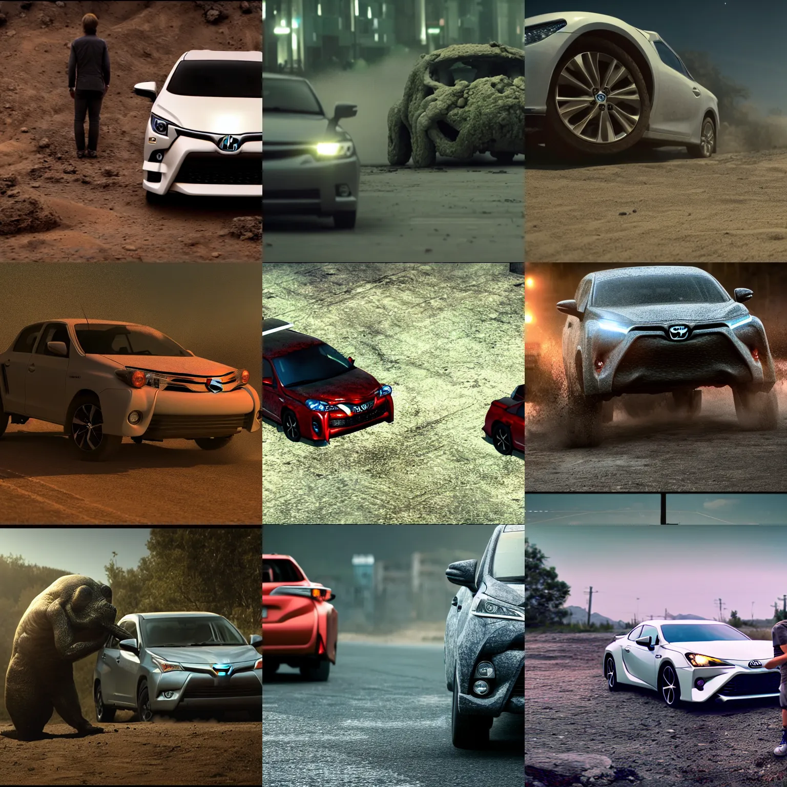 Prompt: Toyota eating humans, 8k resolution, high detail, reflections, ULTRA REALISTIC VFX SIMULATION, post processing