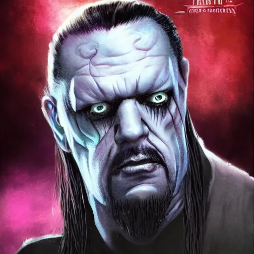 Image similar to The Undertaker from WWE book cover, trending on artstation