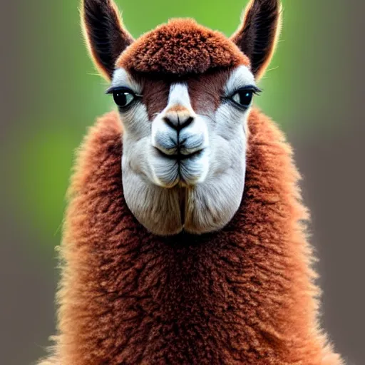 Image similar to a lama - cat - hybrid with a beak, animal photography, wildlife photo, award winning