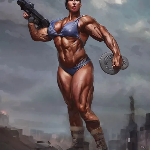 Prompt: a very beautiful portrait of a hulking herculean police officer muscular musclebound bodybuilder policewoman, very beautiful face, pretty face, very detailed eyes, highly detailed, muscular, by wlop, greg rutkowski, simon bosley